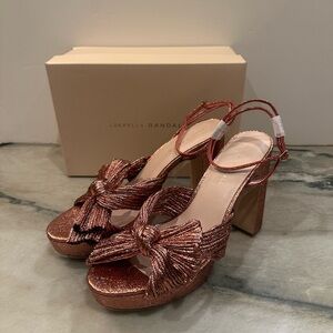 Loeffler Randall Women's Camellia Knotted Metallic Sandals, Metro, never worn!